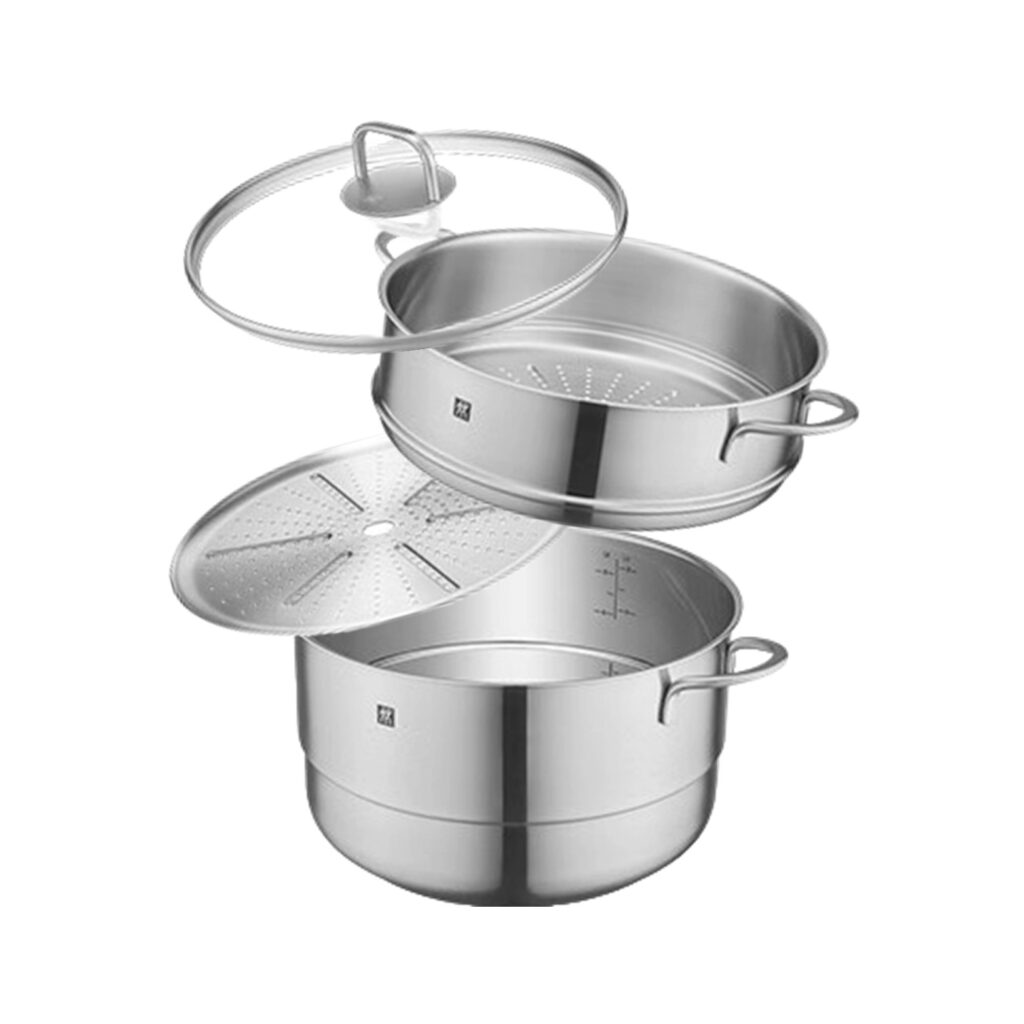 Zwilling Twin Nova Plus 18/10 Stainless Steel Stockpot 28 cm/9.4 L with Steaming Insert - Glass Lid