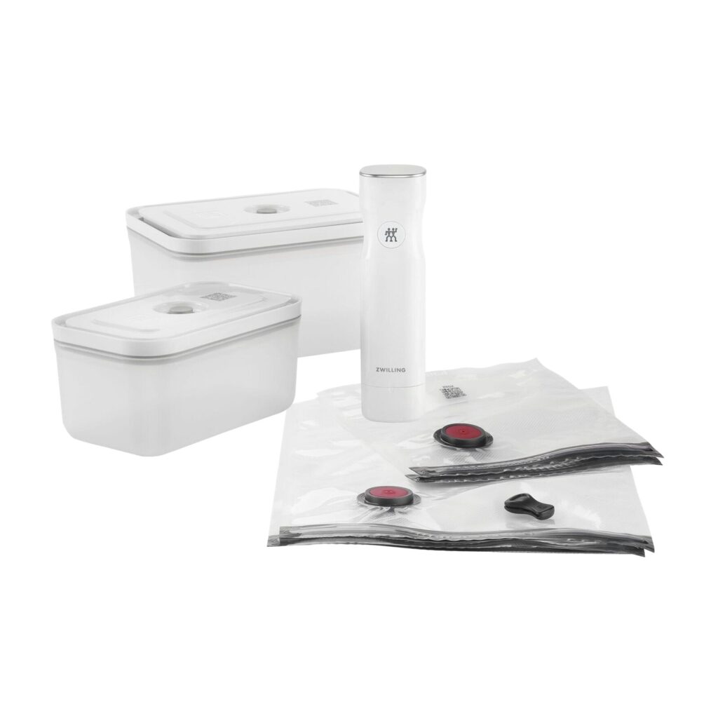 Zwilling Fresh and Save 7 Pcs Plastic Vacuum Container Starter Set M/L - 1x Vacuum Pump, 2x Vacuu Container and 4x Vacuum Bags