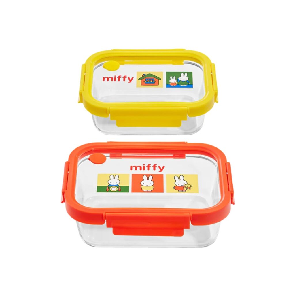 Pyrex 2 pcs 640 ml & 1050 ml Rectangle Glass Storage Set - Miffy
