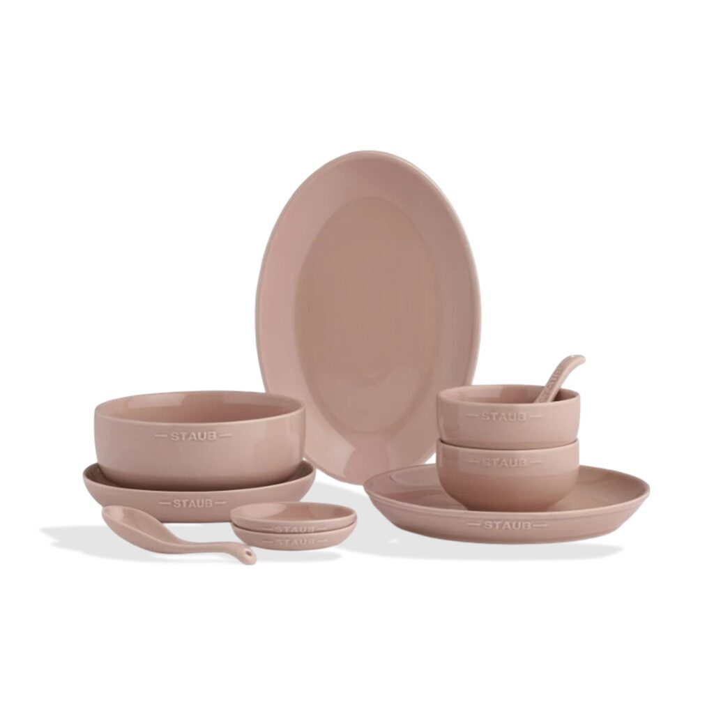 Staub Dinnerware Secret Garden 10 Pcs Ceramic Tableware Set - Sorbet Rose