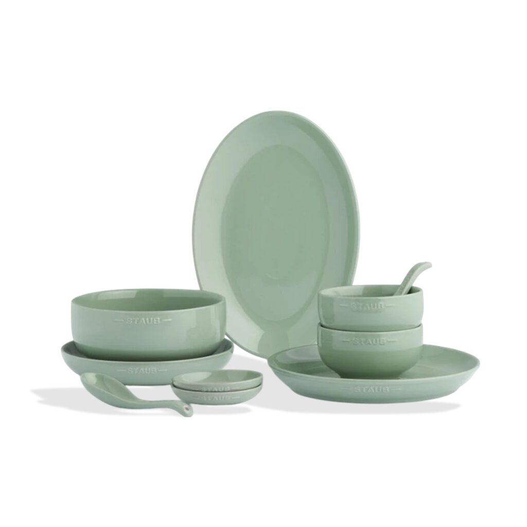 Staub Dinnerware Secret Garden 10 Pcs Ceramic Tableware Set - Eucalyptus