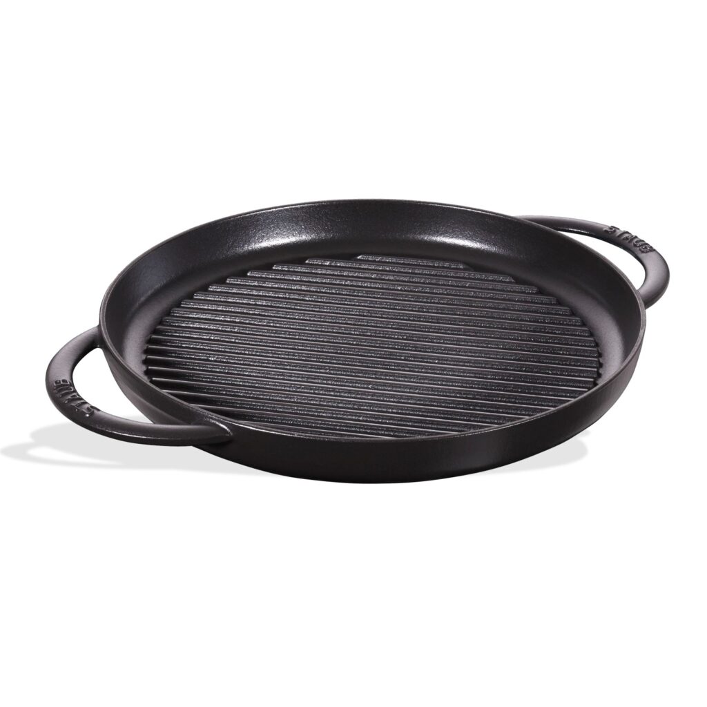 Staub Cast Iron Pure Grill Pan, Round, 26 cm - Black